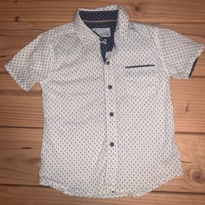 White w/Navy Blue Diamonds Button Down